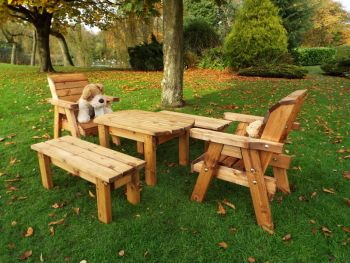 Little Fellas Medium Table Set, Wooden Garden Furniture for Children - W240 x D214 x H77 - Fully Assembled