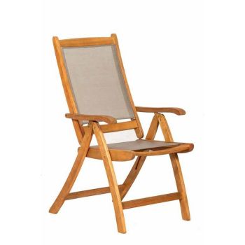 Henley Textylene Reclining Folding High Back Armchair - Acacia Hardwood - L17 x W60 x H100 cm