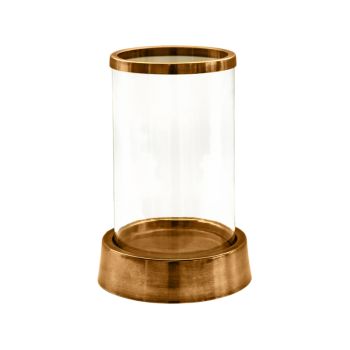 Hampton Hurricane Lantern - Glass/Metal - L18 x W18 x H28 cm - Antique Brass