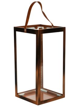 Hampton Tall Lantern - Metal - L25 x W25 x H60 cm - Copper