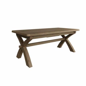 Cross Leg Dining Table - Pine/MDF - L250 x W100 x H78 cm - Smoked Oak