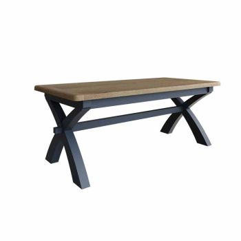 Cross Legged Fixed Table - Oak - L200 x W95 x H78 cm - Blue