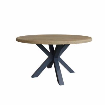 Large Round Dining Table - Oak - L150 x W150 x H78 cm - Blue