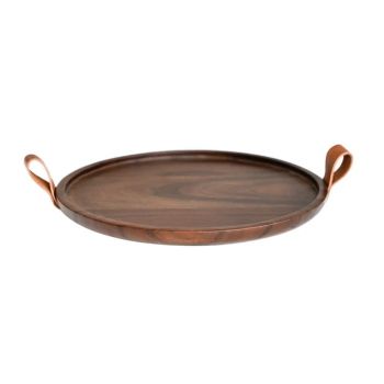 Harvey Candle Plate - Acacia Wood - L28 x W28 x H2 cm - Walnut