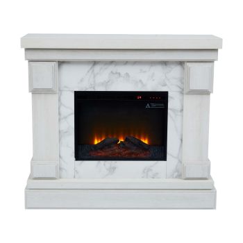  48 inch Electric Fireplace - White marble / White - 121 x 108 x 108 cm