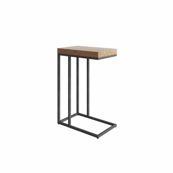 Sofa Table - Pine/Metal - L40 x W25 x H60 cm - Aged Grey Oak/Graphite