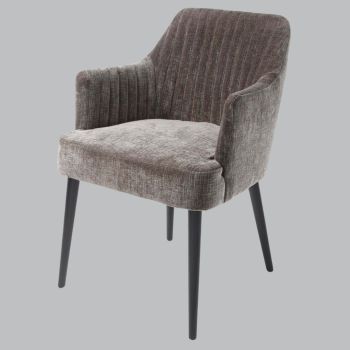 Slate Chair - Chenille Fabric/Wood - L64 x W59 x H85 cm - Mouse/Black