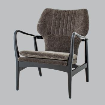 Levi Chair - Wood/Chenille Fabric - L74 x W64 x H85.7 cm - Black/Mouse