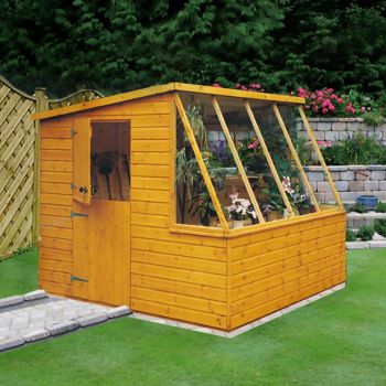 Iceni 8' x 8' Potting Shed Pre Hung Doors with Opening Glass Side Window Style A
