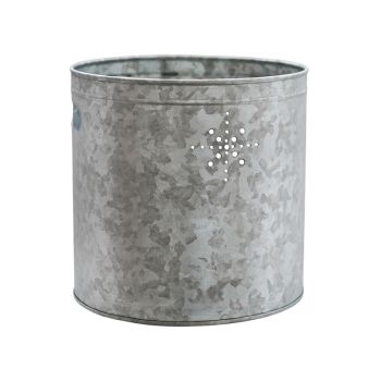 Indoor Christmas Tree Bucket with Star - Galvanized Steel - L23 x W23 x H23 cm