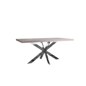 Dining Table - Pine/MDF/Metal - L180 x W95 x H75 cm - Silver Oak/Chrome
