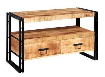 Cosmo Industrial TV Stand - Solid Mango Wood - L45 x W102 x H60 cm