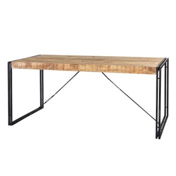 Cosmo Industrial Dining Table - Large - Solid Mango Wood/Metal - L90 x W150 x H78 cm