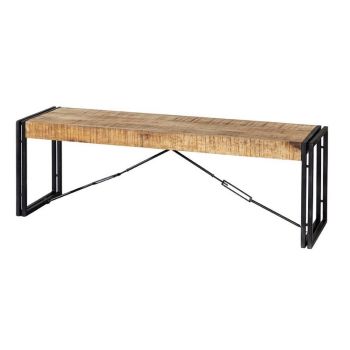 Cosmo Industrial Bench - Solid Mango Wood/Metal - L40 x W140 x H45 cm