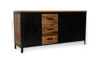 Induse Large Sideboard - Mango Wood/Iron - L42 x W160 x H78 cm - PP Sawn Finish