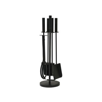 Fireside Companion Set Round - Iron - L15 x W15 x H50 cm - Black