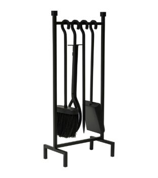 Hanging Rack Fireside Companion Set - Iron - L22 x W13 x H51 cm - Black
