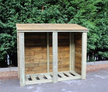 Heavy Duty Logstore 4ft High x 5ft Wide, Wooden garden timber firewood log store. Outdoor Fire wood, kindling and log shelter. Pressure Treated Timber