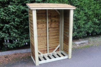 Heavy Duty Log Store - Outdoor Firewood Wooden Garden Timber Log Store - L60 x W120 x H180 cm - Minimal Assembly Required