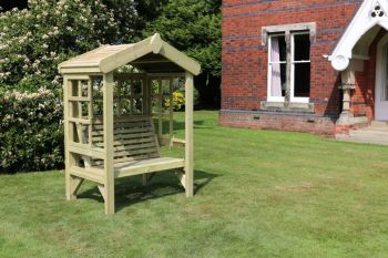 Cottage Arbour- Trellis Back and Sides - Sits 2, Wooden Garden Bench Seat with Trellis - L90 x W135 x H190 cm - Minimal Assembly Required