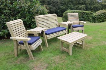 Multi Set, Wooden Garden Table and Chairs - L100 x W370 x H105 cm - Fully Assembled