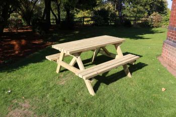 Deluxe A-frame Picnic Table, Traditional Wooden Garden Furniture - L90 x W150 x H90 cm - Minimal Assembly Required