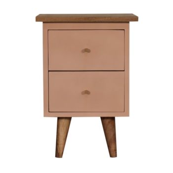 Hand Painted Bedside Table - Mango Wood - L30 x W35 x H50 cm - Blush Pink