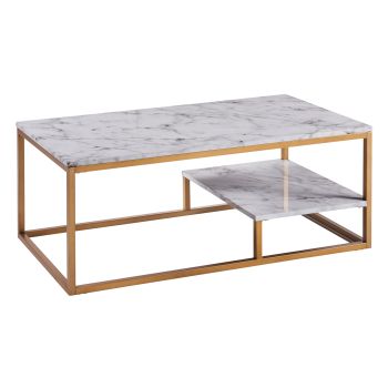  Marmo Coffee Table Faux Marble / Brass - Faux Marble / Brass - 102 x 41 x 41 cm