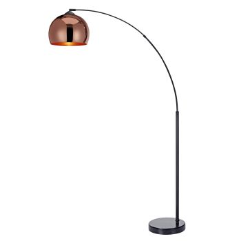  Arquer Arc Floor Lamp With Rose Gold Finished Shade And Black Marble Base - Rose Gold / Black - 110 x 170 x 170 cm