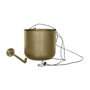 Kew Hanging Large Planter with Hook - Metal - L17 x W17 x H15.5 cm - Matt Brass