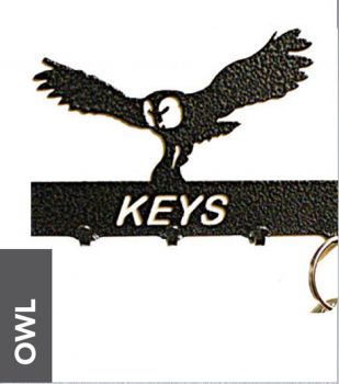 Owl Key Holder - Rack - Solid Steel - W15 x H9 cm - Black