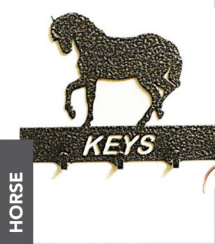 Horse Key Holder - Rack - Solid Steel - W15 x H9 cm - Black
