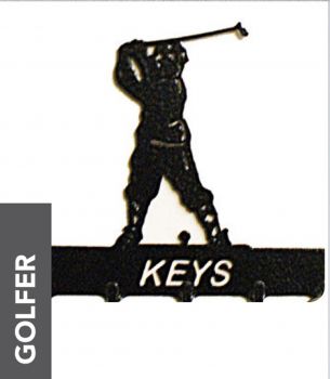 Golfer Key Holder - Rack - Solid Steel - W15 x H9 cm - Black