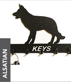 Alsatian Key Holder - Rack - Solid Steel - W15 x H9 cm - Black