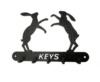 Boxing Hares Key Holder - Steel - W9 x H15 cm