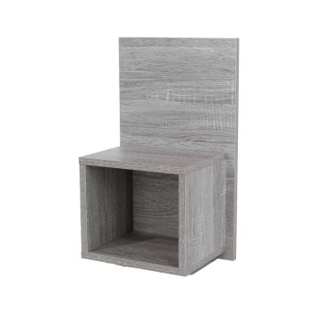Kelly Wall-Hanging Open Compact Bedside Tables - Metal - L50 x W30 x H21.3 cm - Grey Oak Effect - Flat Packed