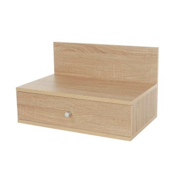 Kelly Wall-Hanging One-Drawer Bedside Cabinets - Metal - L50 x W30 x H31.4 cm - Oak Effect - Flat Packed