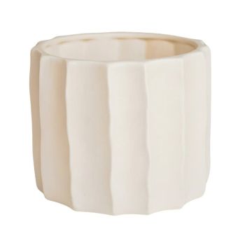 Kew Organic Ripple Bone Planter - Earthenware - L17 x W17 x H14 cm - Ivory