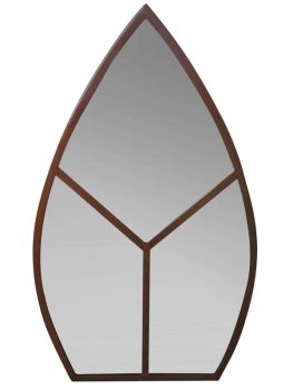 Leaf Arch Outdoor Mirror - Glass - L1.5 x W50 x H90 cm - Natural Rust