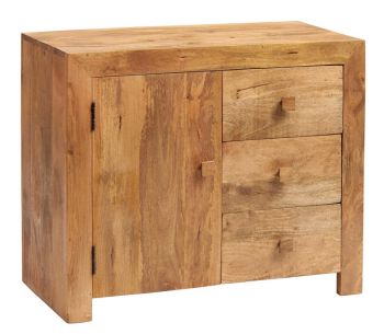 Toko Light Mango 3 Drawer Sideboard - Solid Mango Wood - L45 x W88 x H75 cm