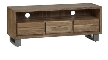 Baltic Live Edge Media Unit - Metal/Acacia Solid Wood - L40 x W140 x H45 cm