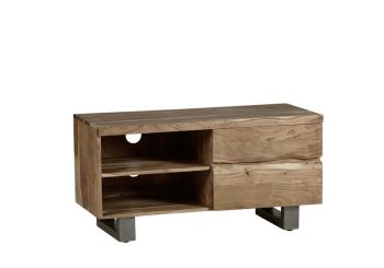 Baltic Live Edge 2 Drawer Small TV Stand - Metal/Acacia Solid Wood - L45 x W110 x H55 cm