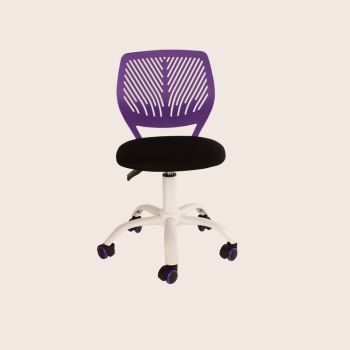 Loft Home Office Compact Teenage Study Chair - Metal/Plastic - L50 x W50 x H80.5 cm - Purple/Black/White - Flat Packed