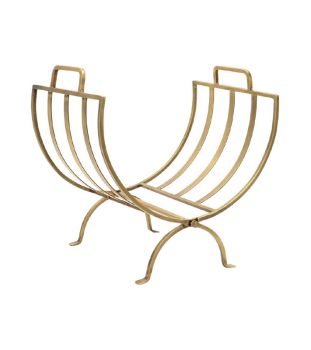 Linear Log Basket - Iron - L50 x W35 x H48.5 cm - Brass