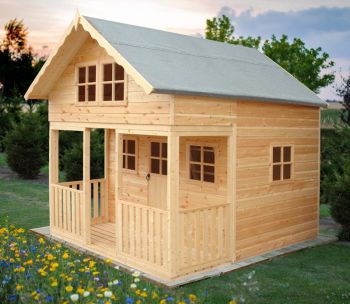 Lodge 8' x 9' Single Door with Two Fixed and Three Opening Windows Playhouse