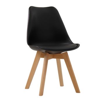 Louvre Chair (Pack of 2) - Plastic/Wood - L48.5 x W55.5 x H81 cm - Black
