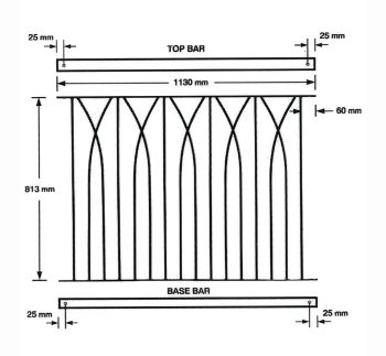 Deco Decking Fence Panel - Solid Steel - FIts Gap of 1130 mm x 813 mm High - Electro Galvanised/Black Powder Coated