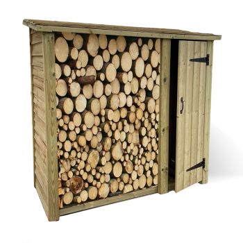 Heavy Duty Logstore w/ Tool Shed Outdoor Fire Wood Kindling & Log Shelter - Timber - L60 x W180 x H180 cm - Min. Assembly Required