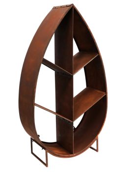 Leaf on Stand Sculptural Log Storage - Metal - L30 x W70 x H123.5 cm - Natural Rust