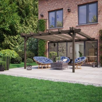 Wall Mounted Double Garden Pergola - Wood - L180 x W180 x H270 cm - Rustic Brown